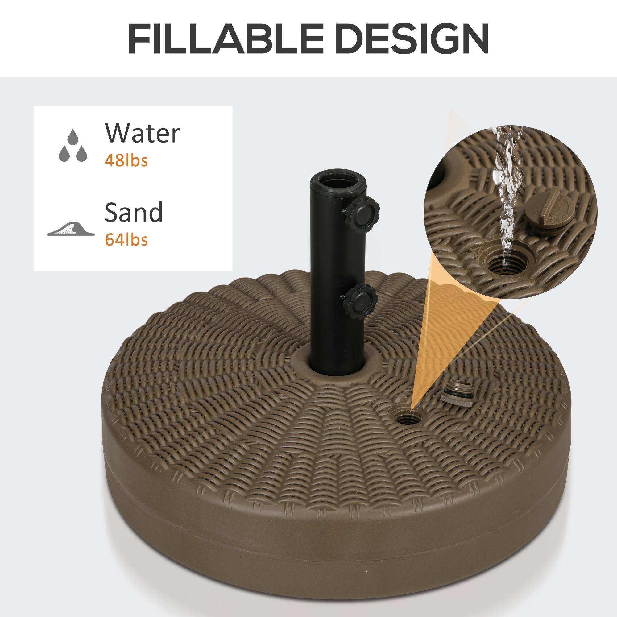 FILLABLE DESIGN

Water 48lbs  
Sand 64lbs