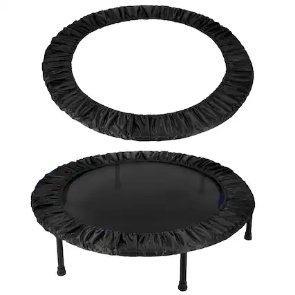 Front. Unique Bargains - Trampoline Spring Cover, Round Small Trampoline Safety Pad, 6 Holes, 32in Oxford Cloth for Indoor/Home/Fitness - Black.