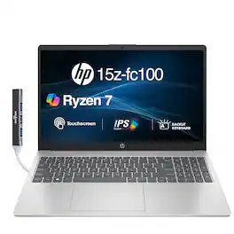 HP - 15z Laptop 15.6 FHD Display (Ryzen 7 7735HS, 64GB, 4TB SSD, AMD Radeon, Backlit KB, Win 11 Pro) w/USB Hub - Silver