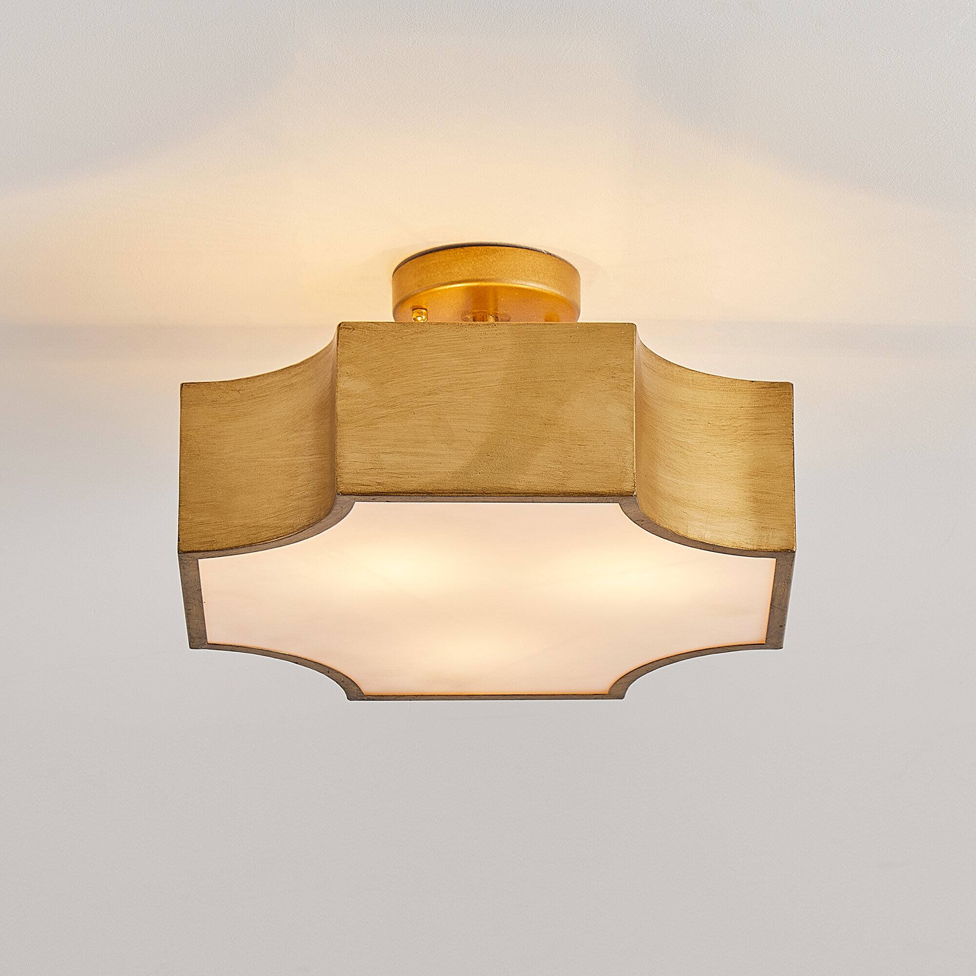 Alt View 1. Parrot Uncle - Gold Metal 3-Light Semi-Flush Mount Ceiling Light - Gold.