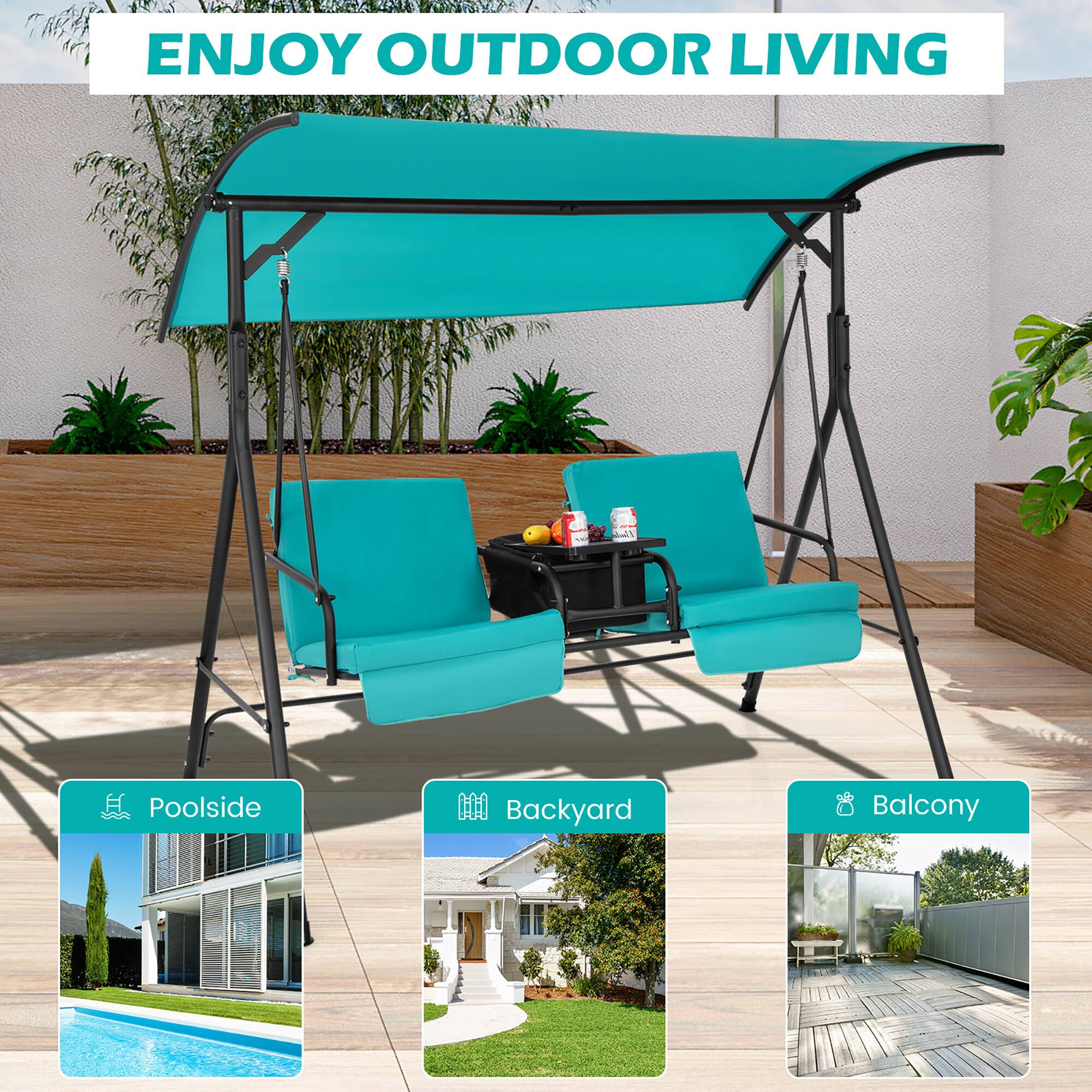 ENJOY OUTDOOR LIVING

Poolside  
Backyard  
Balcony