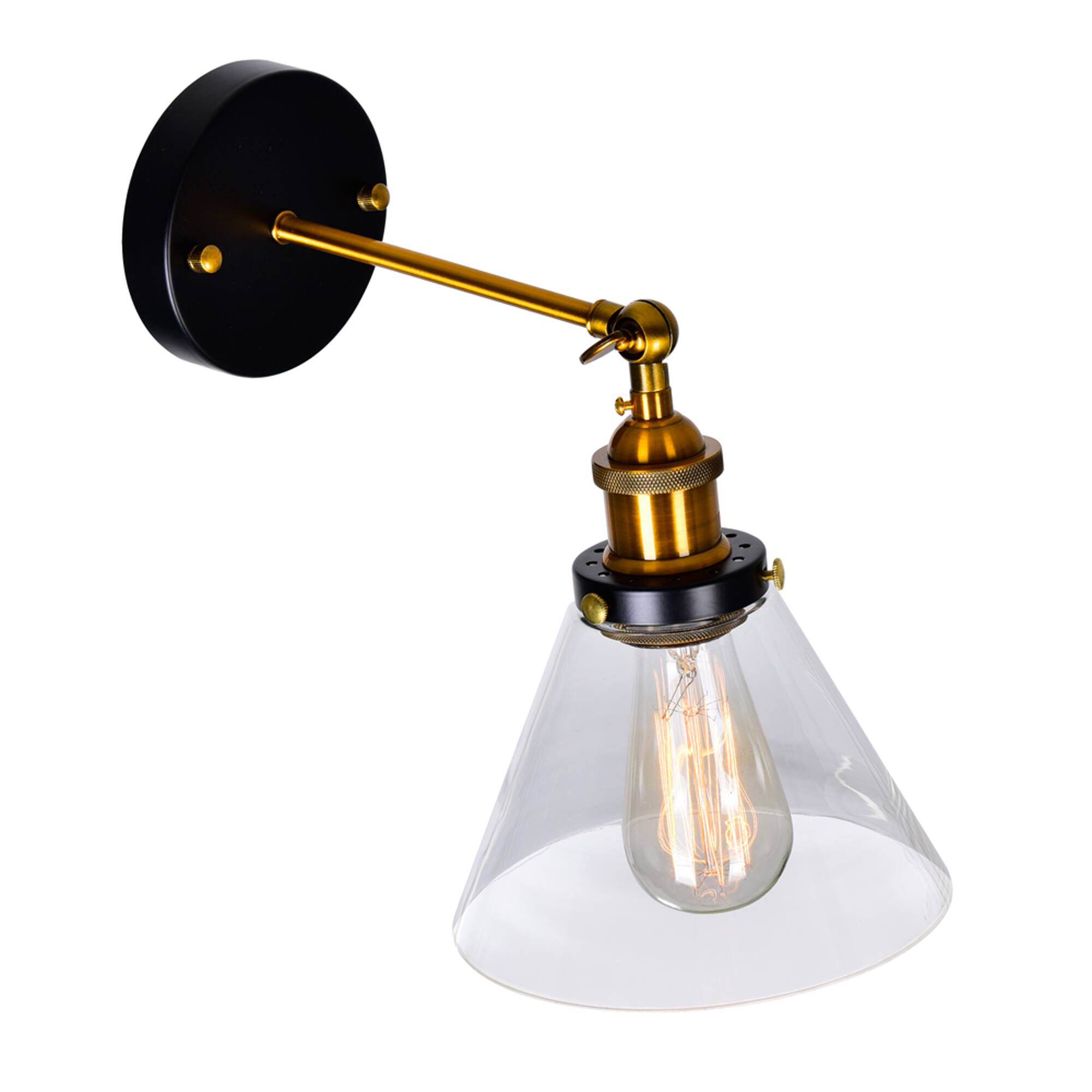 Back. CWI Lighting - Eustis 1 Light Wall Sconce With Black & Gold Brass Finish - Black & Gold Brass.