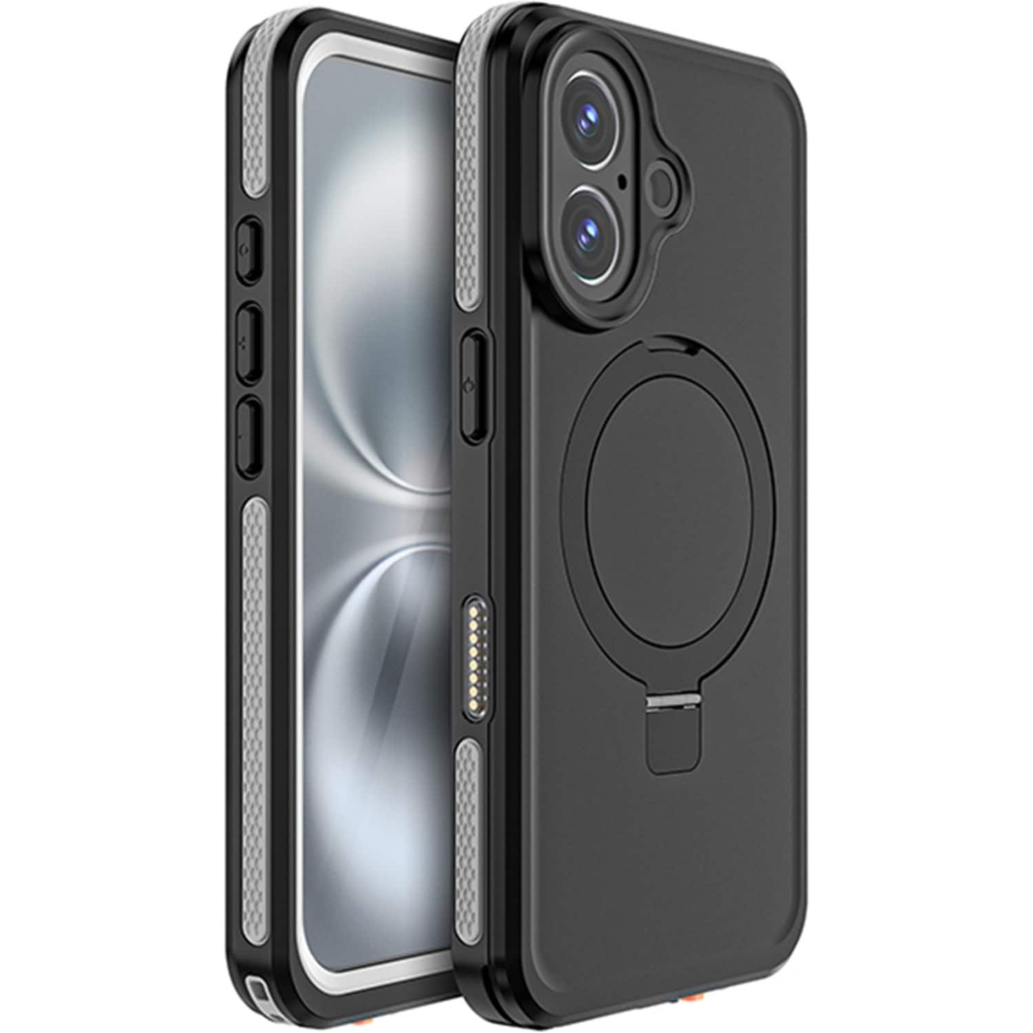 Front. SaharaCase - Oasis Series Water-Resistant Case with MagSafe for Apple iPhone 16 Plus - Black.