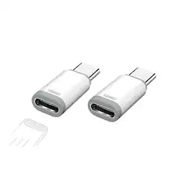 Qixxronics - Lightning Female to USB C Male Adapter, Lightning Cable Connector Charger Converter, Lightning to USB-C Adapter (2 Pack) - White