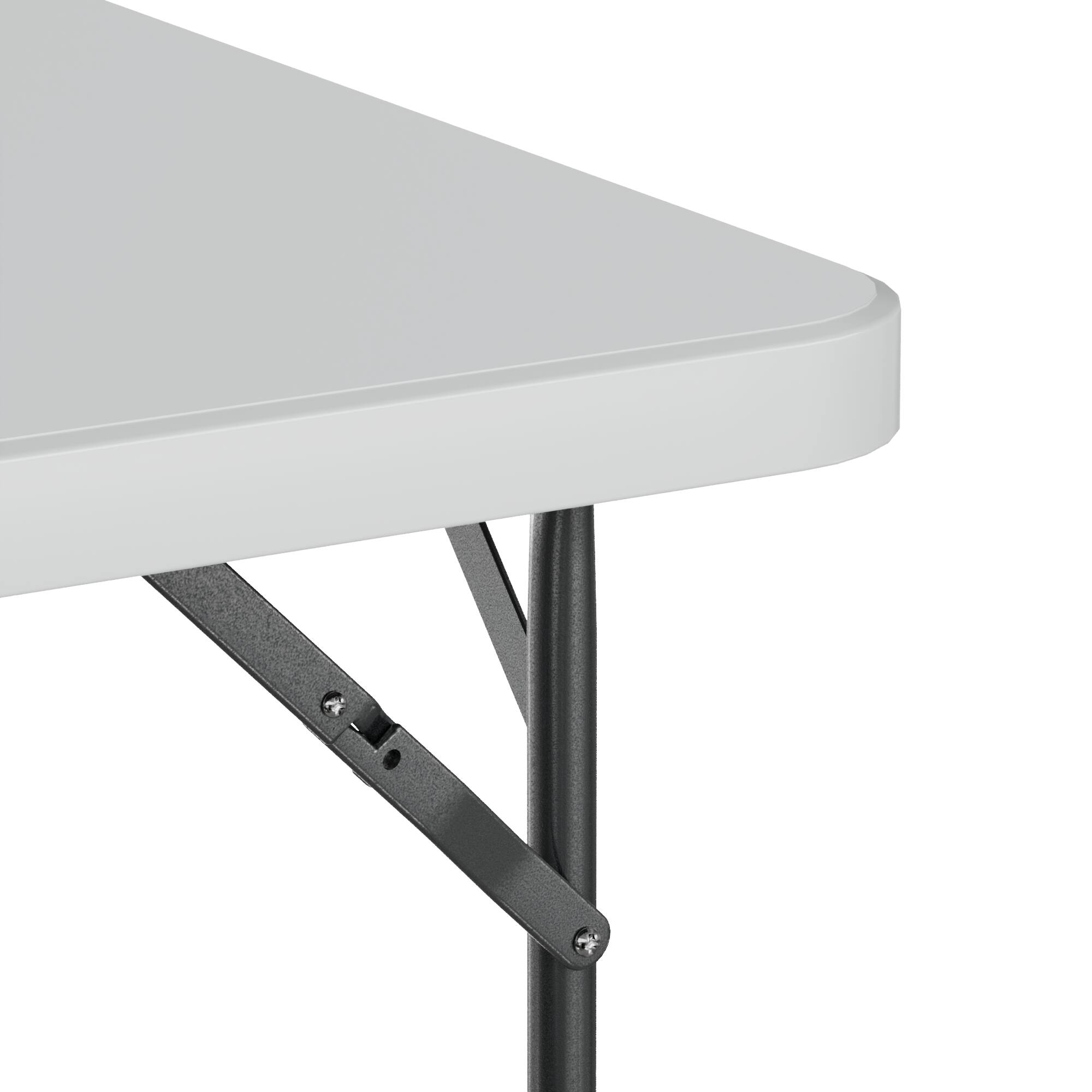 Back. Vecelo - Folding Card Table and Chairs Set for 4 – Portable HDPE Folding Table with Metal Frame for Indoor & Outdoor Use - White Table.