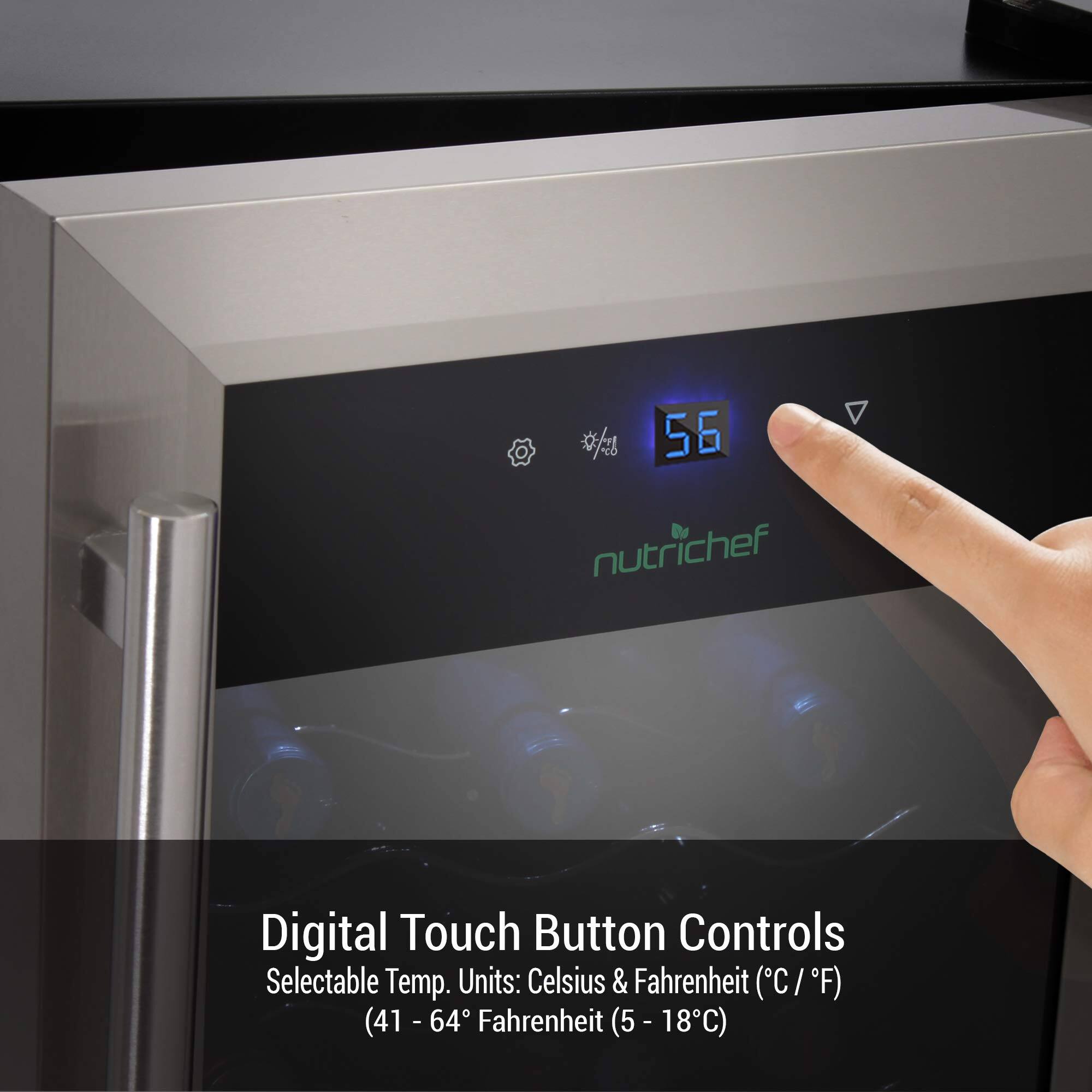 56 nutrichef Digital Touch Button Controls Selectable Temp. Units: Celsius & Fahrenheit (C/F) (41 - 64°F) (5 - 18°C)