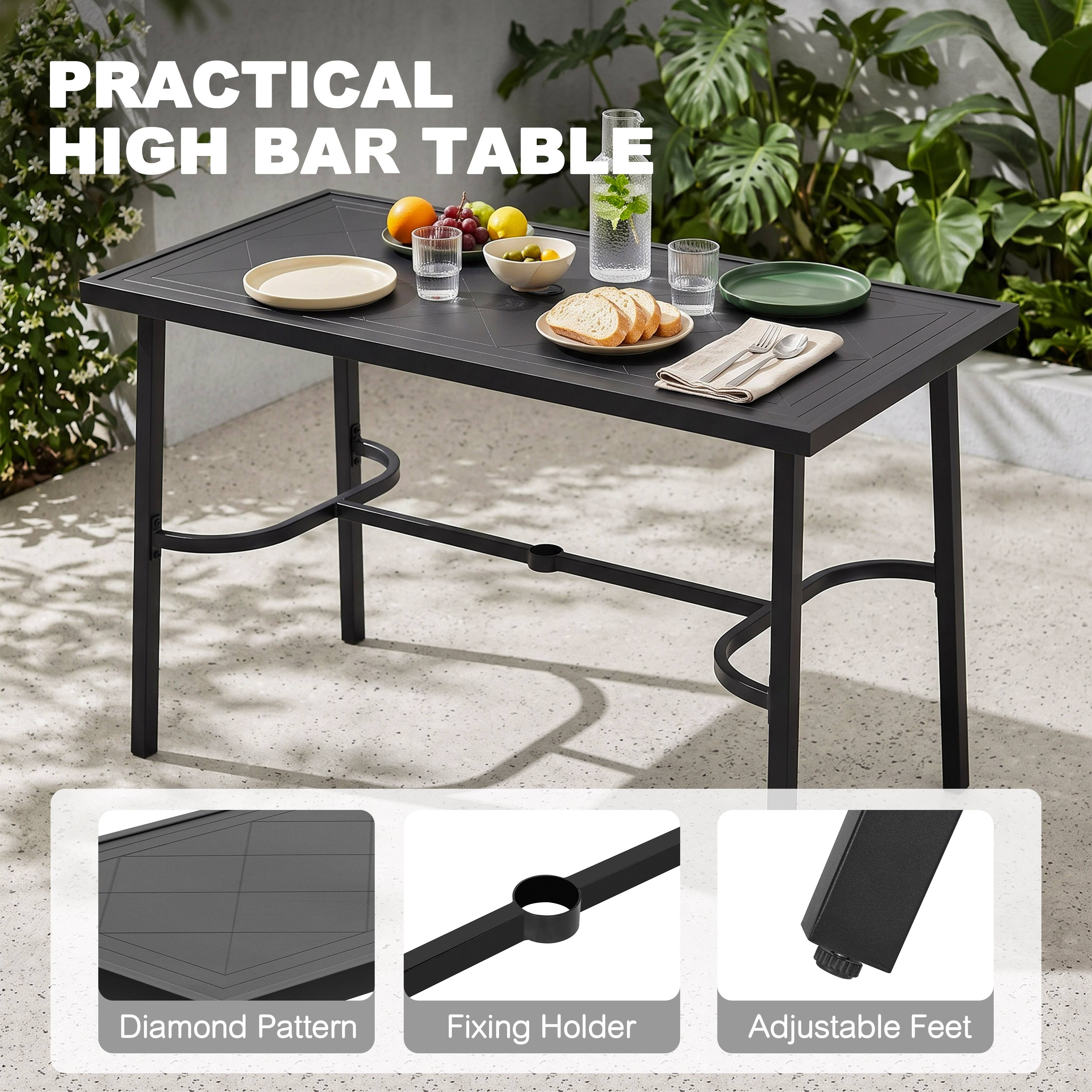 PRACTICAL HIGH BAR TABLE

- Diamond Pattern
- Fixing Holder
- Adjustable Feet