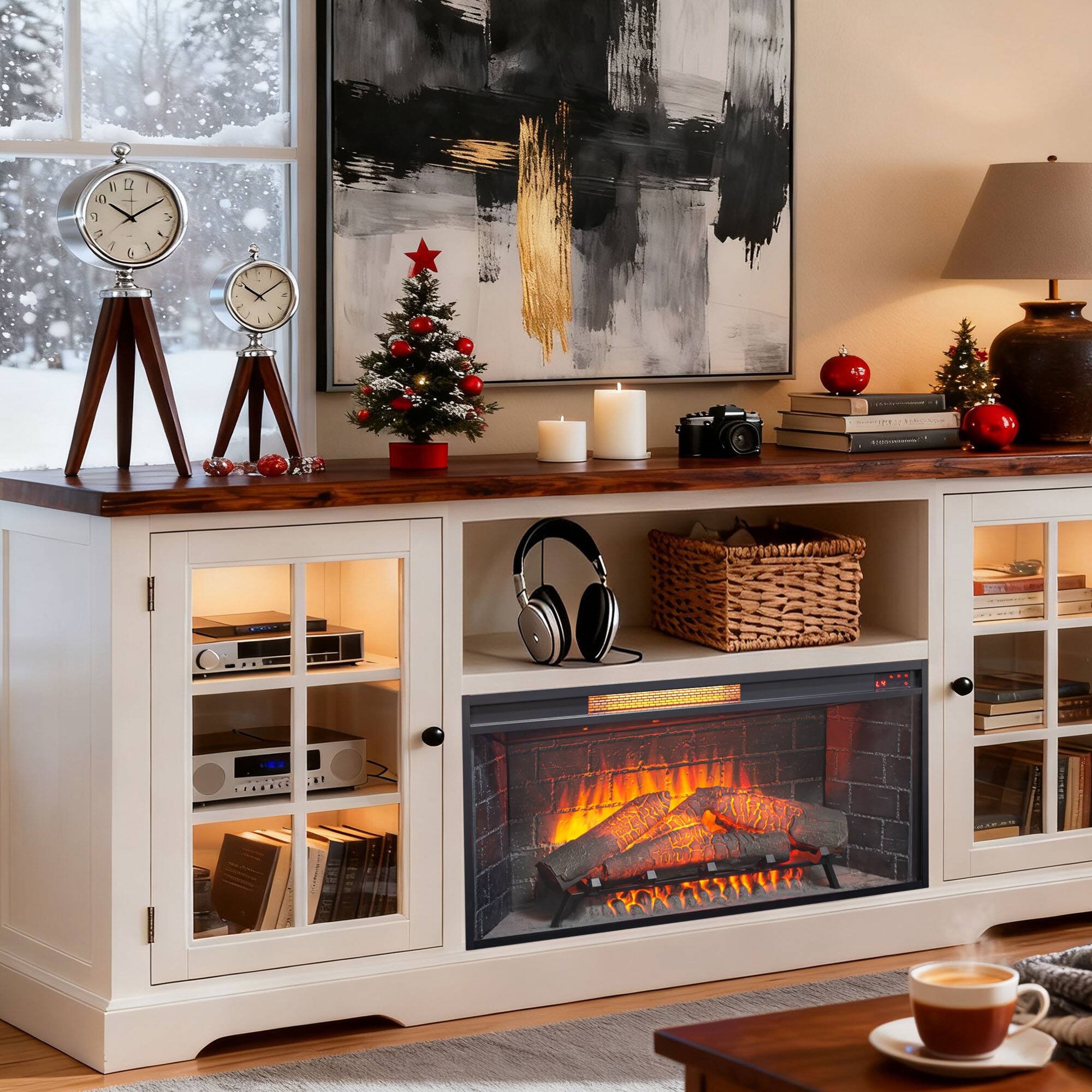 Alt View 4. Boyel Living - 36-in Antique Black Infrared Electric Fireplace Insert 1500W 5018 BTU with Touch Panel Remote Control Removable Trim Kit - Antique Black.