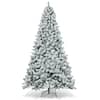 Front. Gymax - Gymax 9ft Snow Flocked Hinged Artificial Christmas Tree Unlit Holiday Decor - Green.