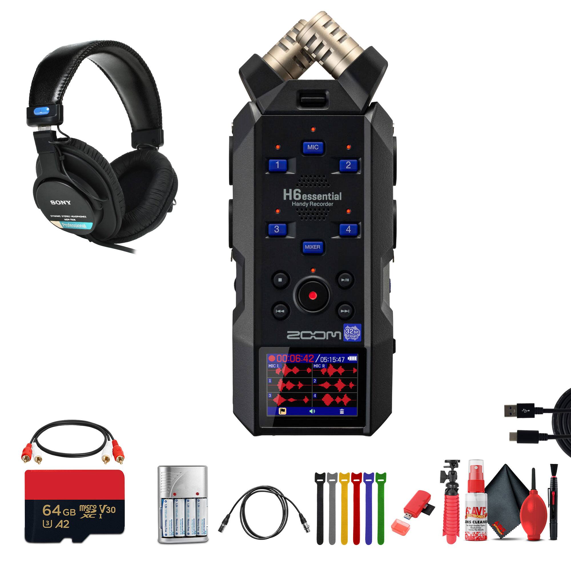 MIC 1 2 SONY H6 essential Handy Recorder | : - : I Vad 3 4 MIXER . - - 32 MOOS NA 00:06:42/05:15: / 05:15:47  - - . 1 2 9  - 4 a 64 misr V30 GB XCI I  A2 | AVE  - ...
