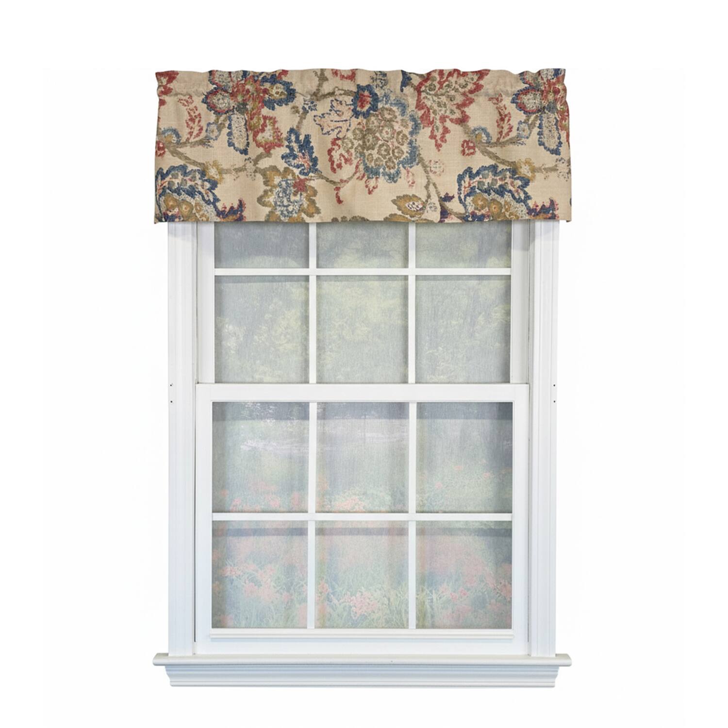 Front. RLF Home - RLF Home 100% Cotton High Quality Silvia Tailored Window Valance with 1.5" Rod Pocket 50" W X 12" L Multi - Multi.