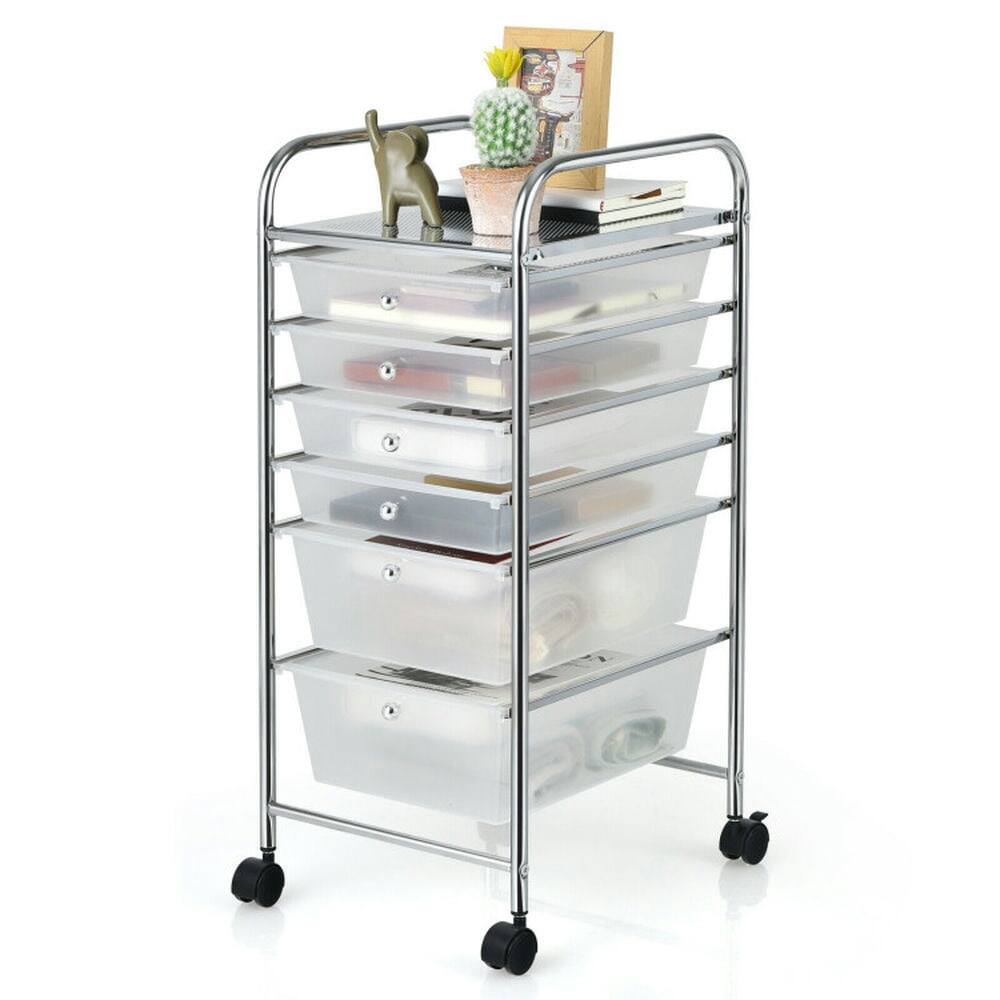 Back. Pefilos - 6 Drawers Rolling Storage Cart Organizer-Clear, Craft Organizers and Storage, Multipurpose Organizer Cart for Home - Clear.
