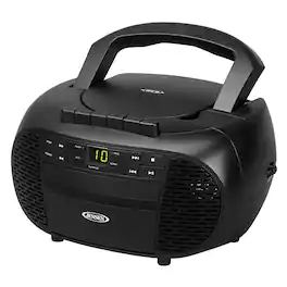 Jensen - Portable Bluetooth CD Music System CD-550ABT, Built-in Speakers, Cassette Player/Recorder, AM/FM Radio, Aux - Black