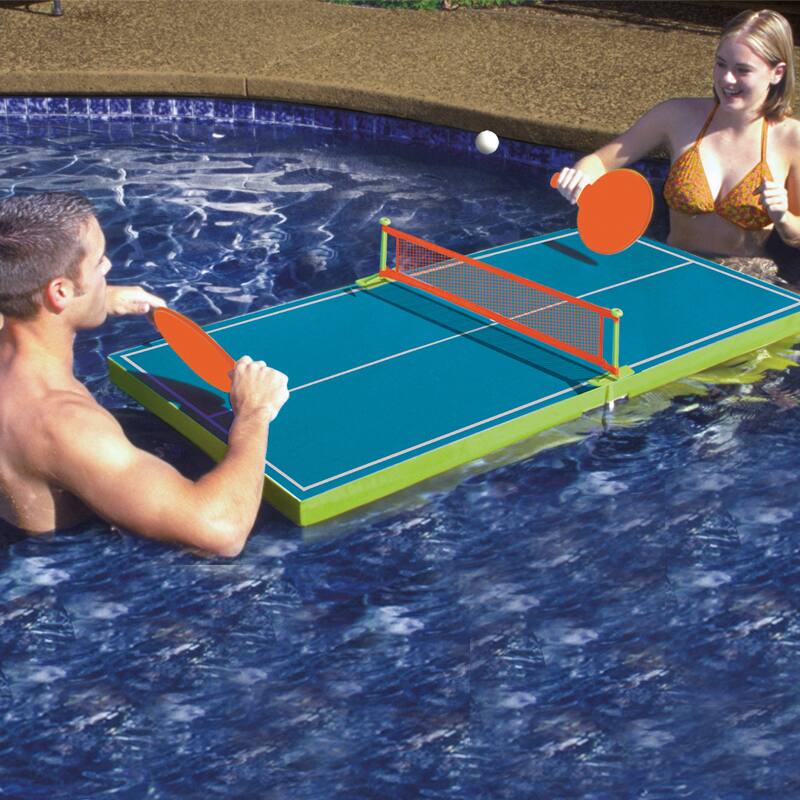 Alt View 1. Swim Central - 54" Blue and Orange Floating Ping-Pong Table Swimming Pool Game - Blue.