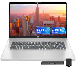 HP - 17.3" FHD Business Laptop,Intel i5-1334U,32GB RAM,2TB SSD+160GB Docking Station,Backlit Keyboard,Win 11 - Silver