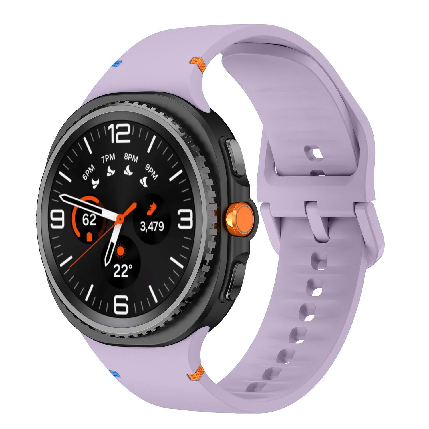 StrapsCo - Active Band Silicone Rubber Watch Strap For Samsung Galaxy Watch 8 (Medium-Long) - Purple