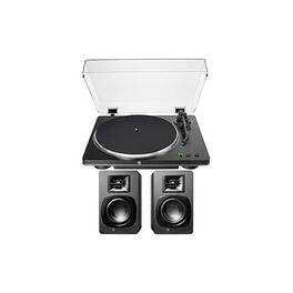 Audio-Technica - Audio Technica AT-LP70X-BG Automatic Belt Drive Turntable - /Gray with Audio Technica AT-SP3X - Bundle - Black