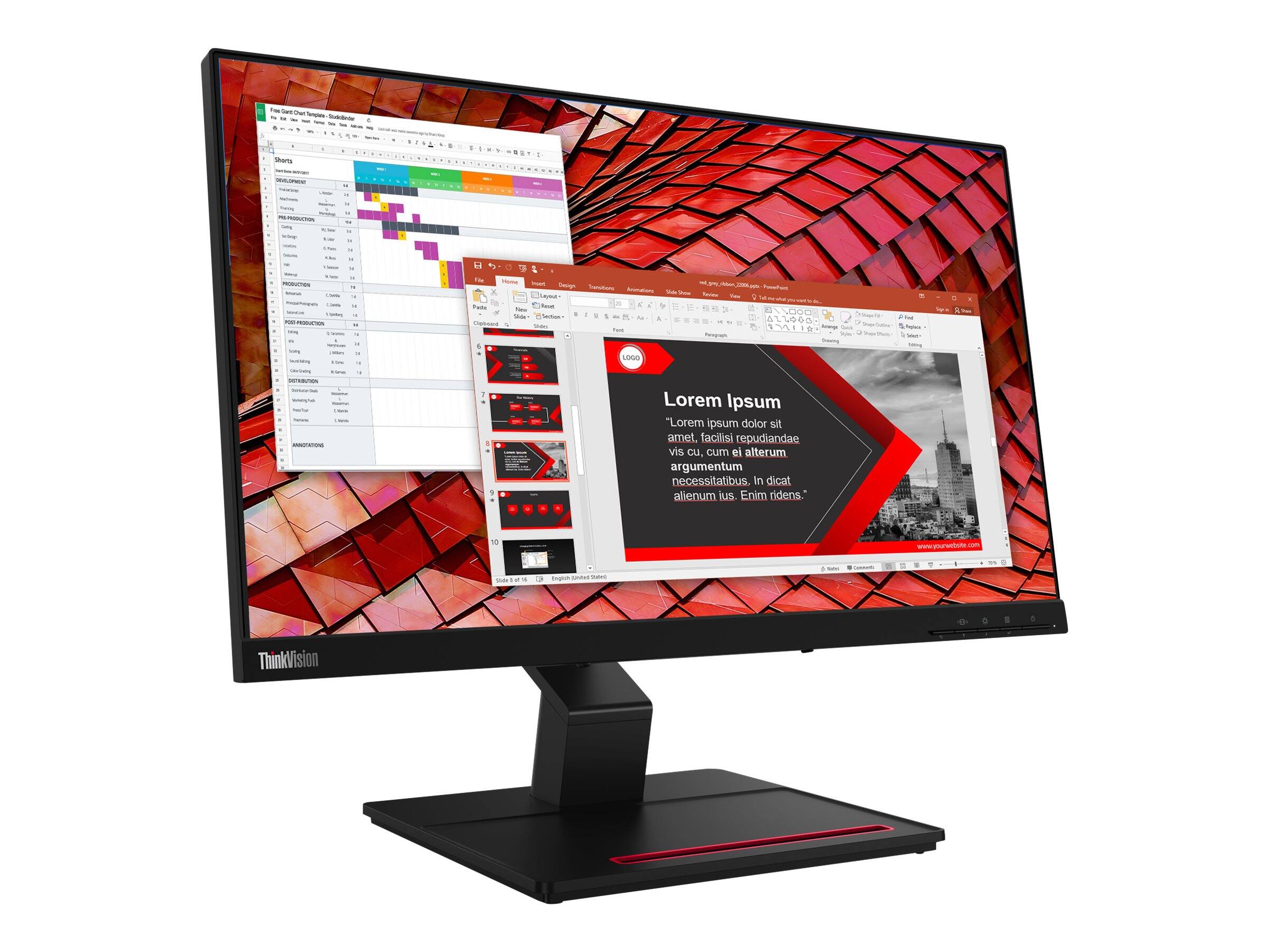 Lenovo - ThinkVision T24T-20 23.8" LCD Touchscreen Monitor - Raven Black