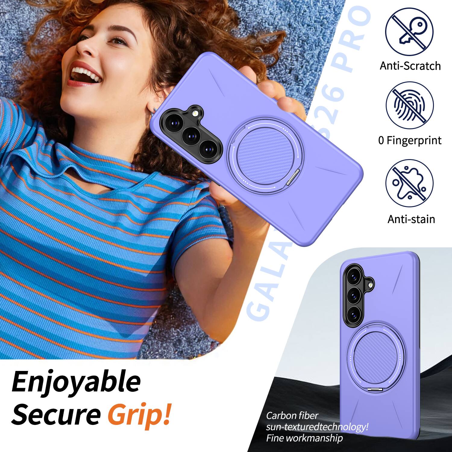 PRO Anti-Scratch 626 0 Fingerprint Enjoyable Secure Grip! Anti-stain GALA Carbon fiber sun-textured technology! Fine workmanship