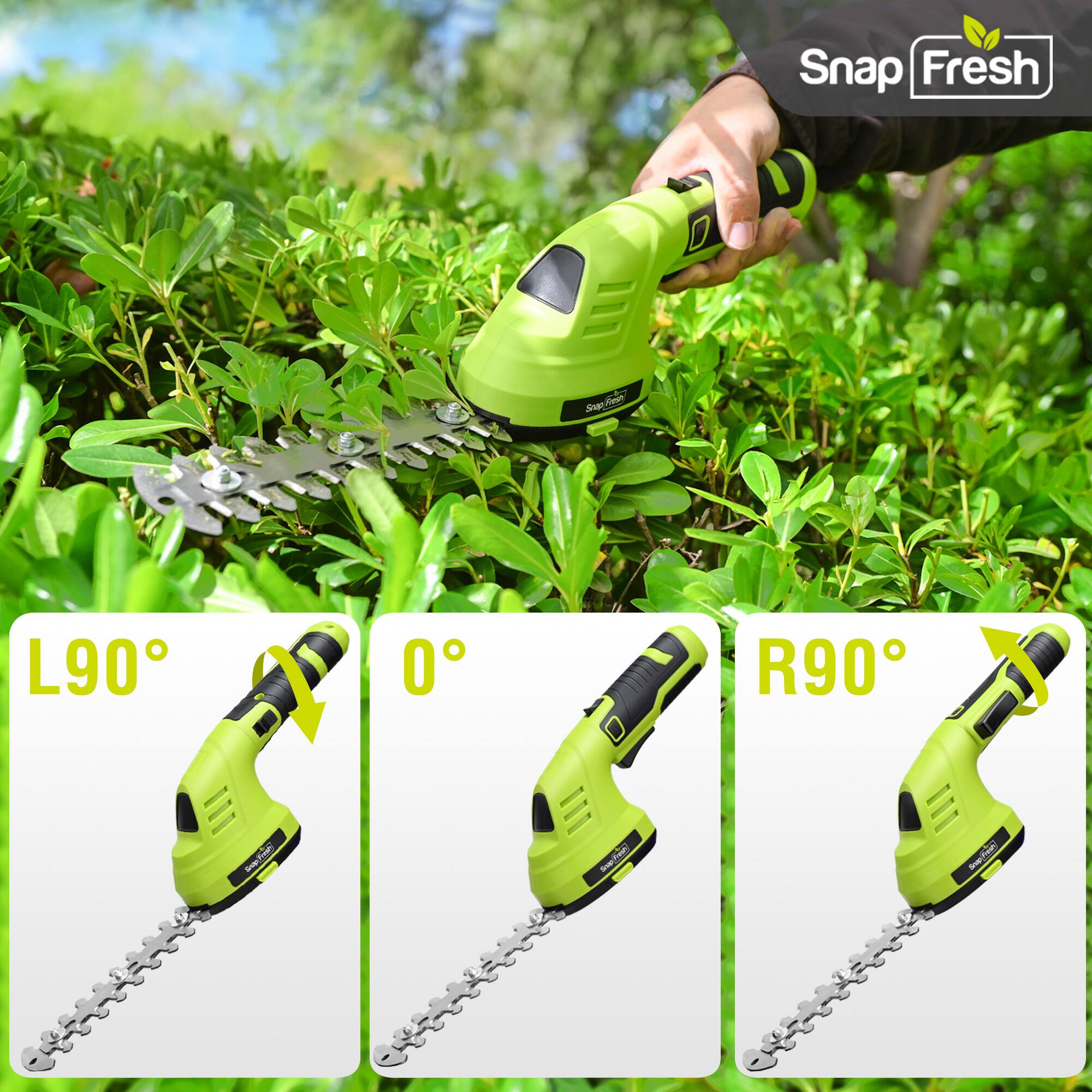 SnapFresh 8V Cordless Grass Clipper and Hedge Shear with Rotating