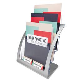 Deflecto - 3-Tier Literature Holder, Leaflet Size, 11.25w X 6.94d X 13.31h, Silver