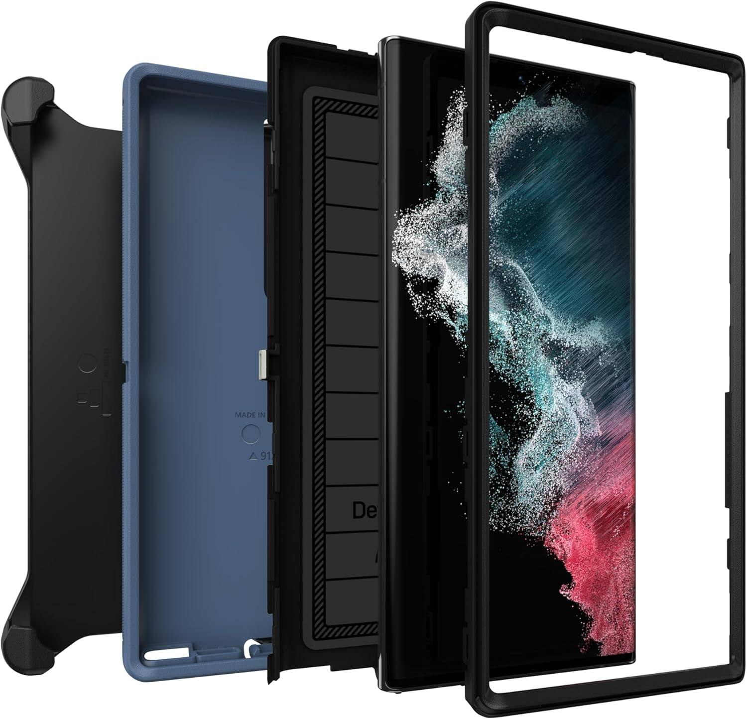 Alt View 1. OtterBox - OtterBox - Defender Series Pro Hard Shell for Samsung Galaxy S22 Ultra - Dark Tide (Blue & Black).