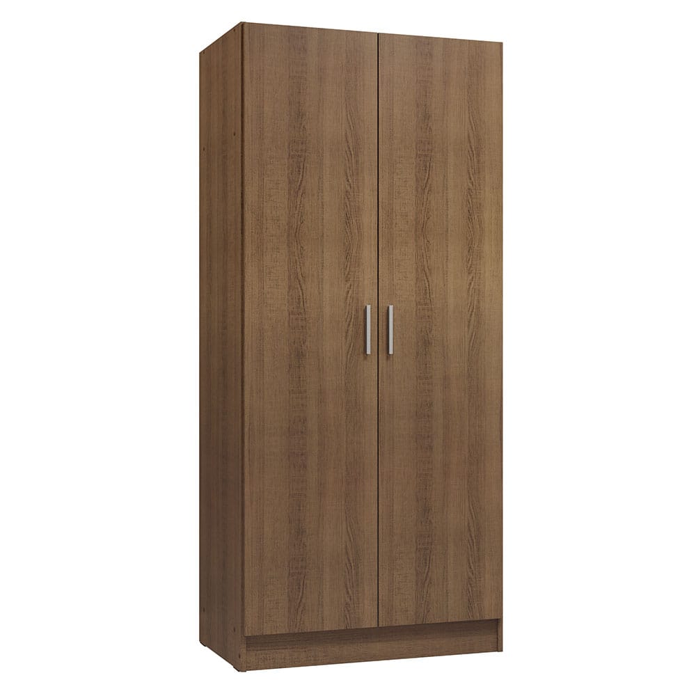 Madesa - 2 Door Wardrobe Storage Cabinet with Hanging Space and Ample Shelf 31"L - Rustic - Brown