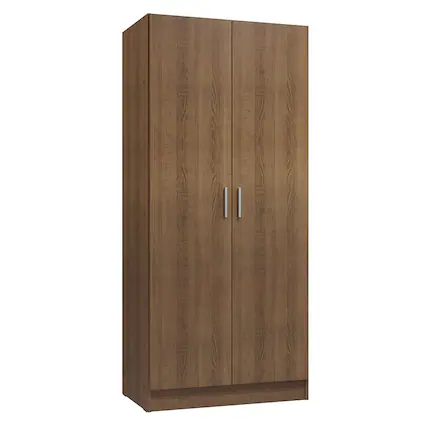 Front. Madesa - Madesa 2 Door Wardrobe with Ample Shelf and Hanging Space 31"L - Rustic - Brown.