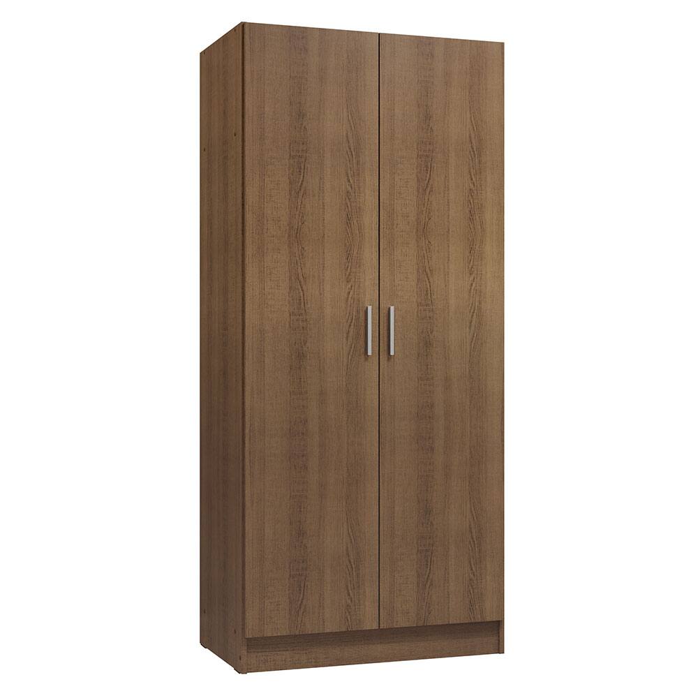 Front. Madesa - Madesa 2 Door Wardrobe with Ample Shelf and Hanging Space 31"L - Rustic - Brown.