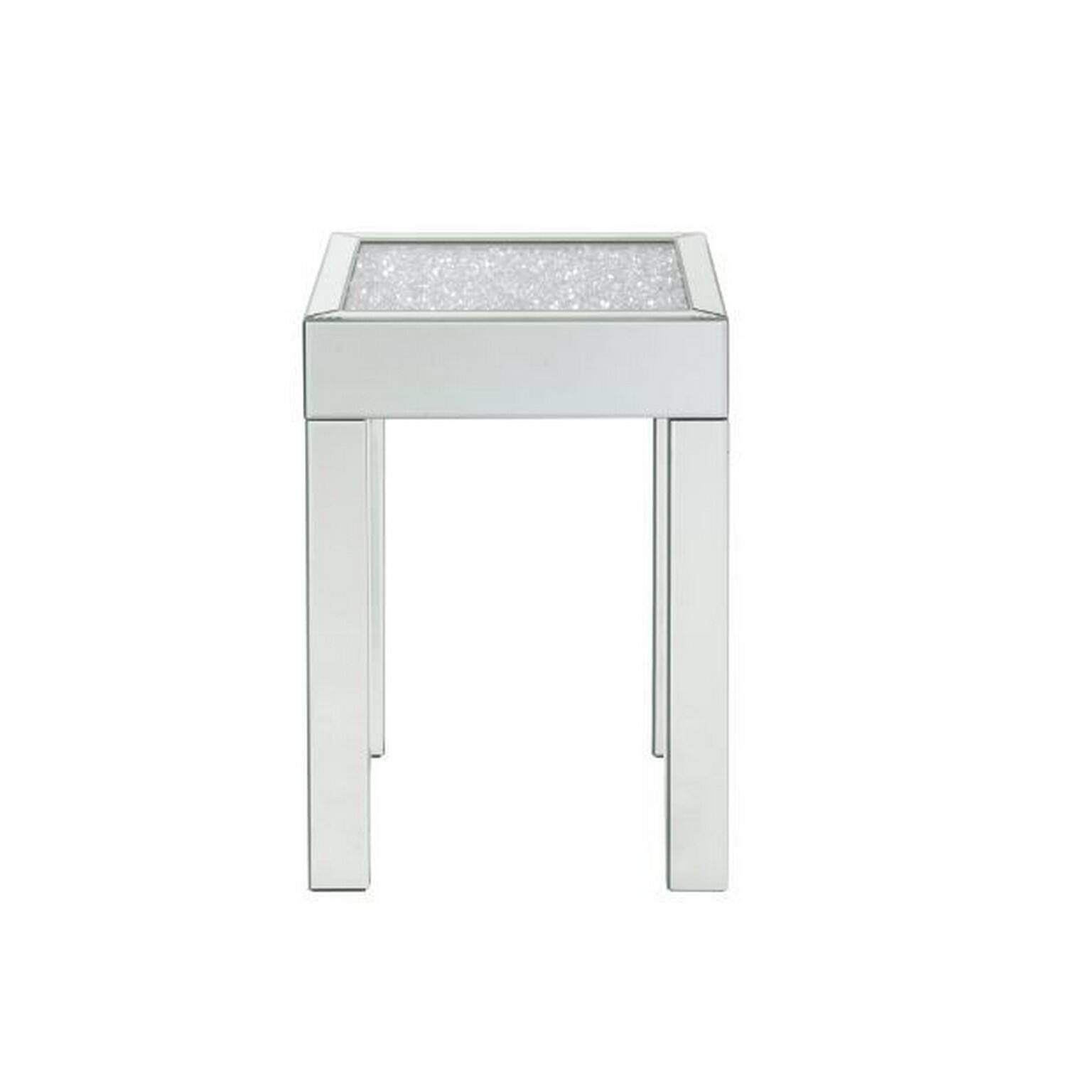 Alt View 1. Manhattan Lane - End Table with Faux Acrylic Diamond Top and Block Legs - Silver.