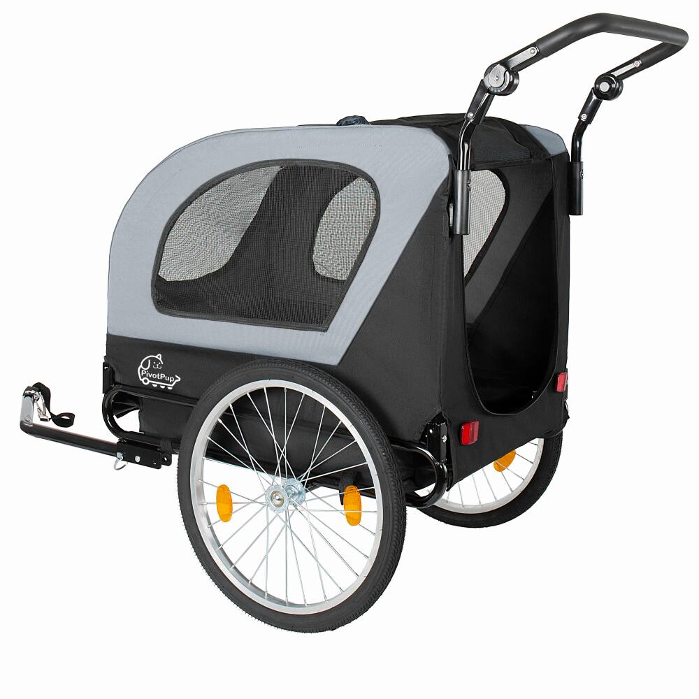 Alt View 1. JUJABU - 2-in-1 Foldable Pet Carrier Cart for Dogs up to 110lbs with Front Caster, Gray.