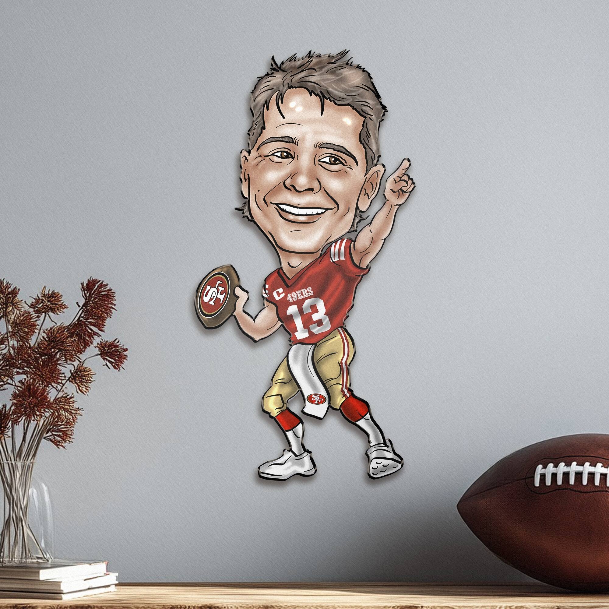Alt View 1. Sporticulture - Brock Purdy San Francisco 49ers Metal Caricature Wall Art - Red.