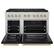 Angle. ZLINE - 48 in. Wide 8 Burner Autograph 6.7 cu. ft. Freestanding Paramount Gas DuoPro Range with Black Doors & Bronze Accents - Black Matte.