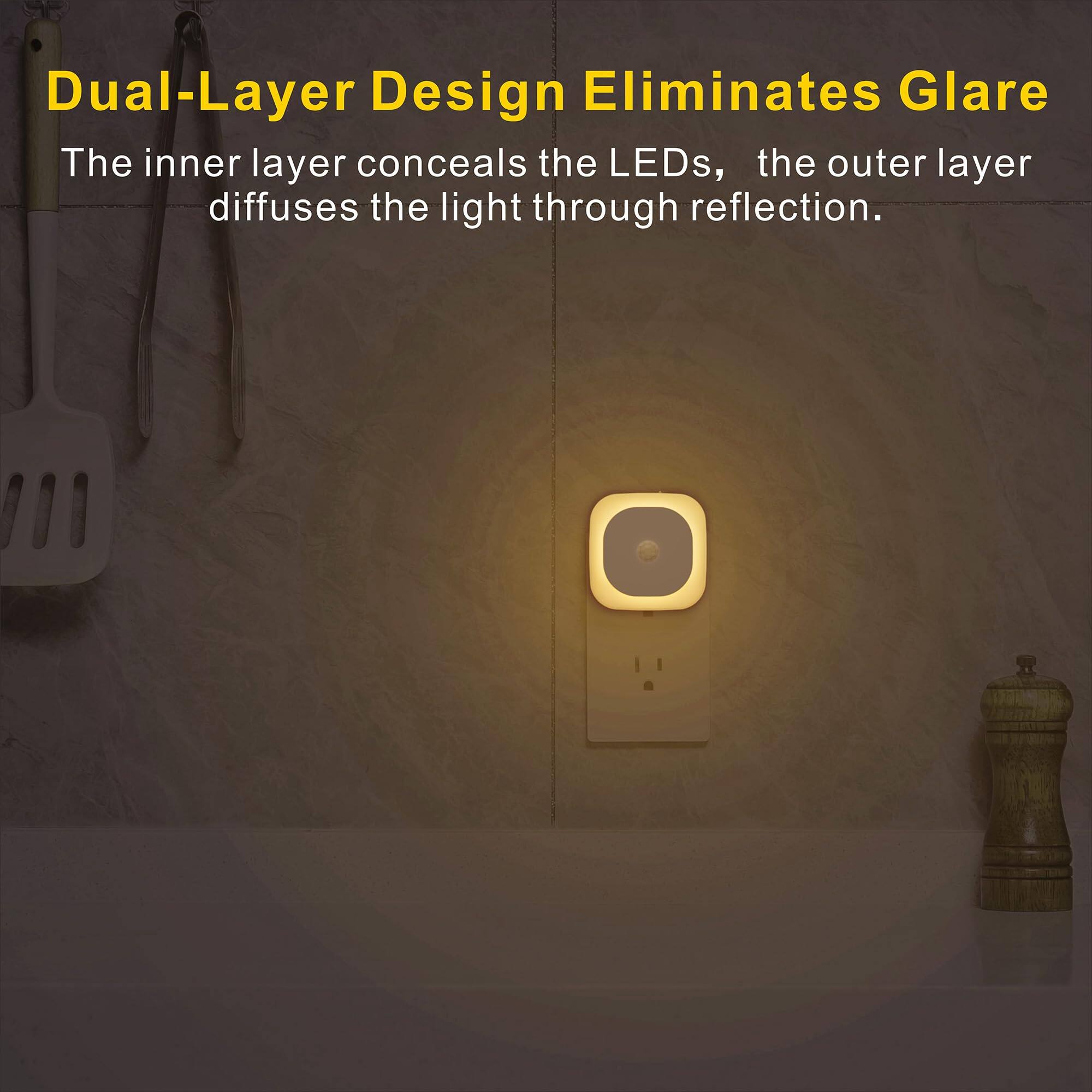 Dual-Layer Design Eliminates Glare

The inner layer conceals the LEDs, the outer layer diffuses the light through reflection.