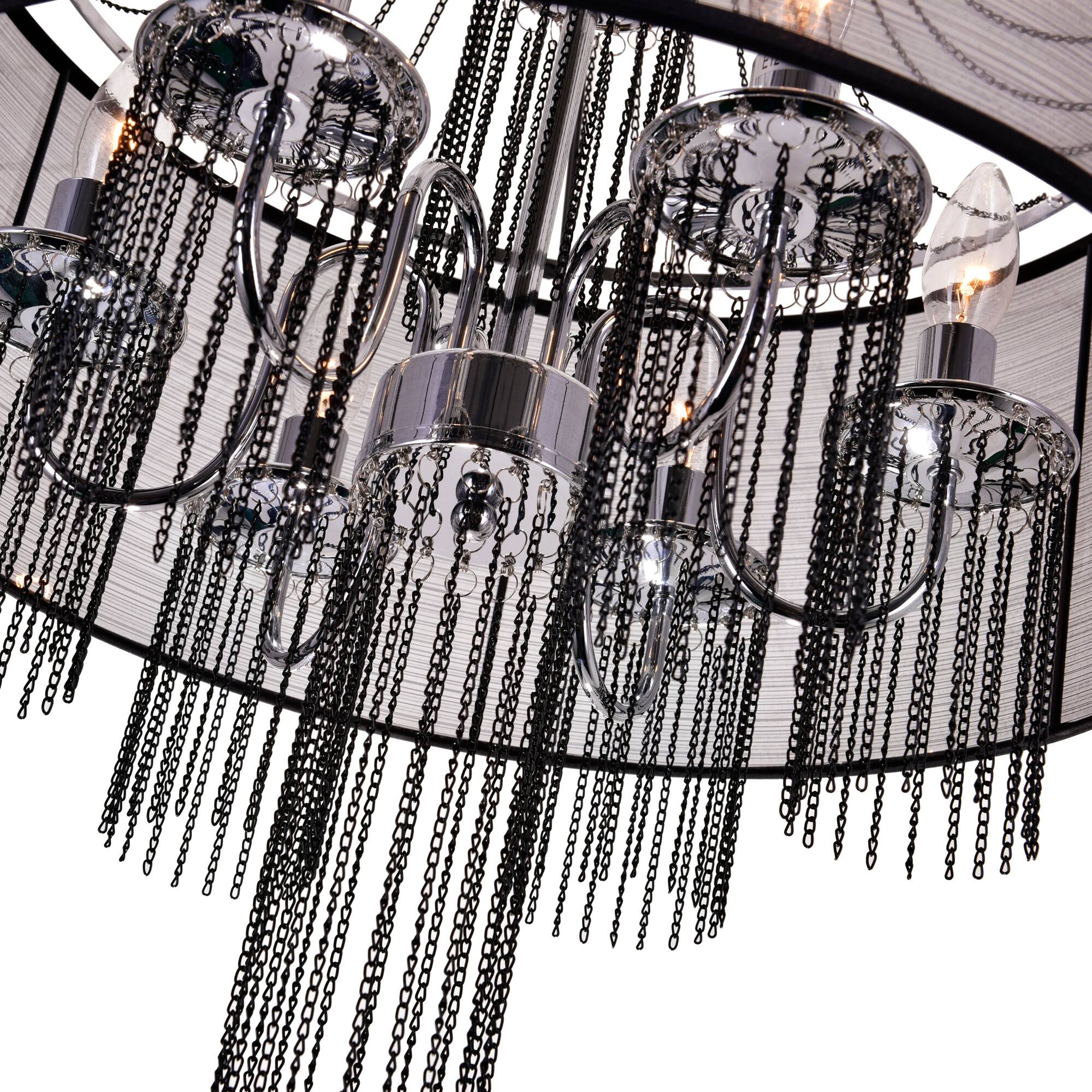 Back. CWI Lighting - Amelia 6 Light Drum Shade Chandelier With Chrome Finish - Chrome.