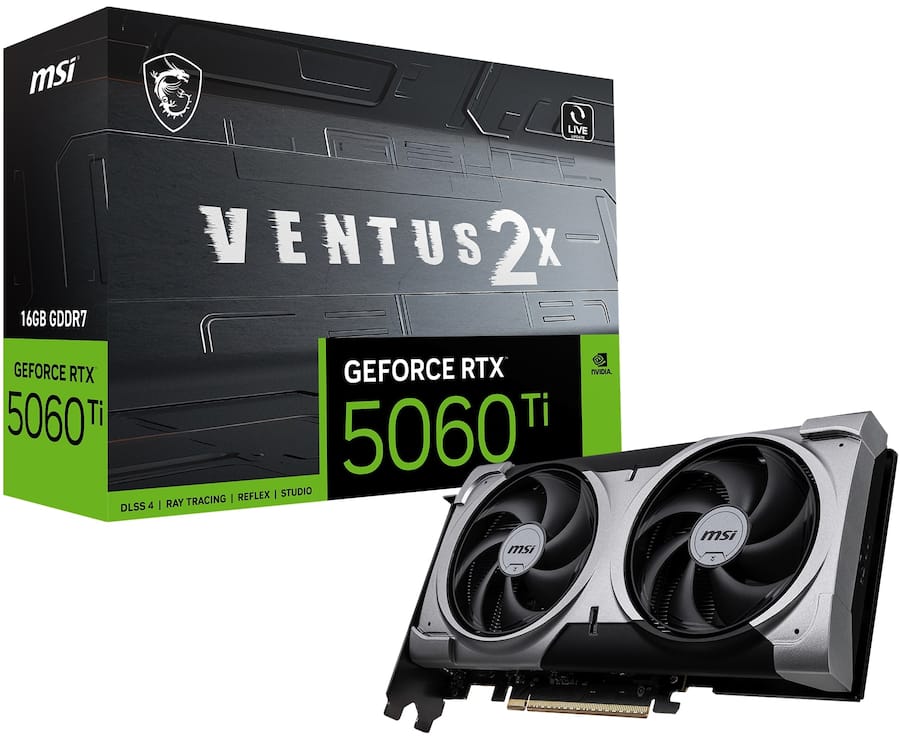 MSI NVIDIA GeForce RTX 5060 Ti 16G VENTUS 2X PLUS 16GB GDDR7 PCI MSI NVIDIA GeForce RTX 5060 Ti 16G VENTUS 2X PLUS 16GB GDDR7 PCI