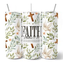 OrnamentallyYou - Faith Matthew 17:20 Christian 20oz PersonalizedTumbler With Lid and Stainless Steel Straw - Multicolored