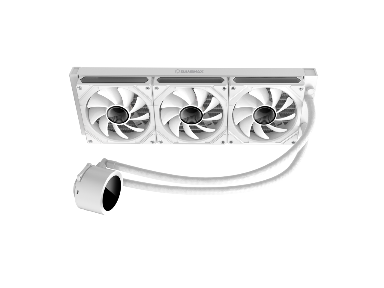Alt View 4. GAMEMAX - GAMEMAX 360 Digital WH, Liquid CPU Cooler 360mm Addressable ARGB Pump Fans 290W TDP AIO Water Cooler - White.