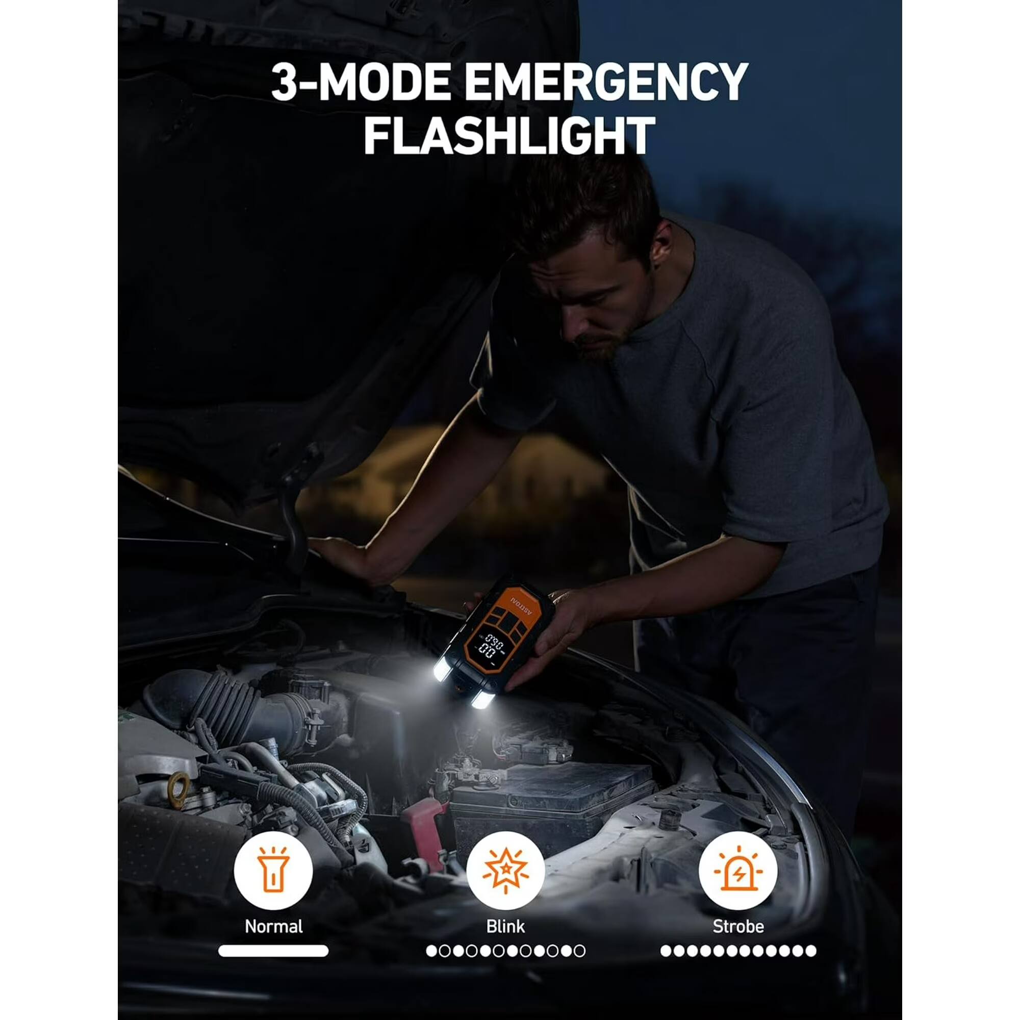3-MODE EMERGENCY FLASHLIGHT

Normal Blink Strobe