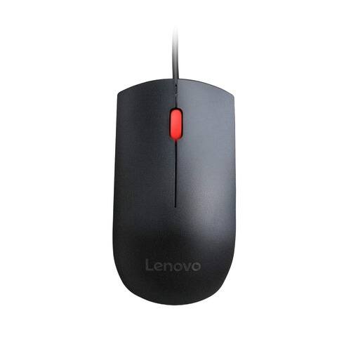 Lenovo - Essential 4Y50R20863 Wired Optical Mouse - 1x USB - 1600 DPI - Scroll Wheel - 3 Buttons - Symmetrical - Wired - Black
