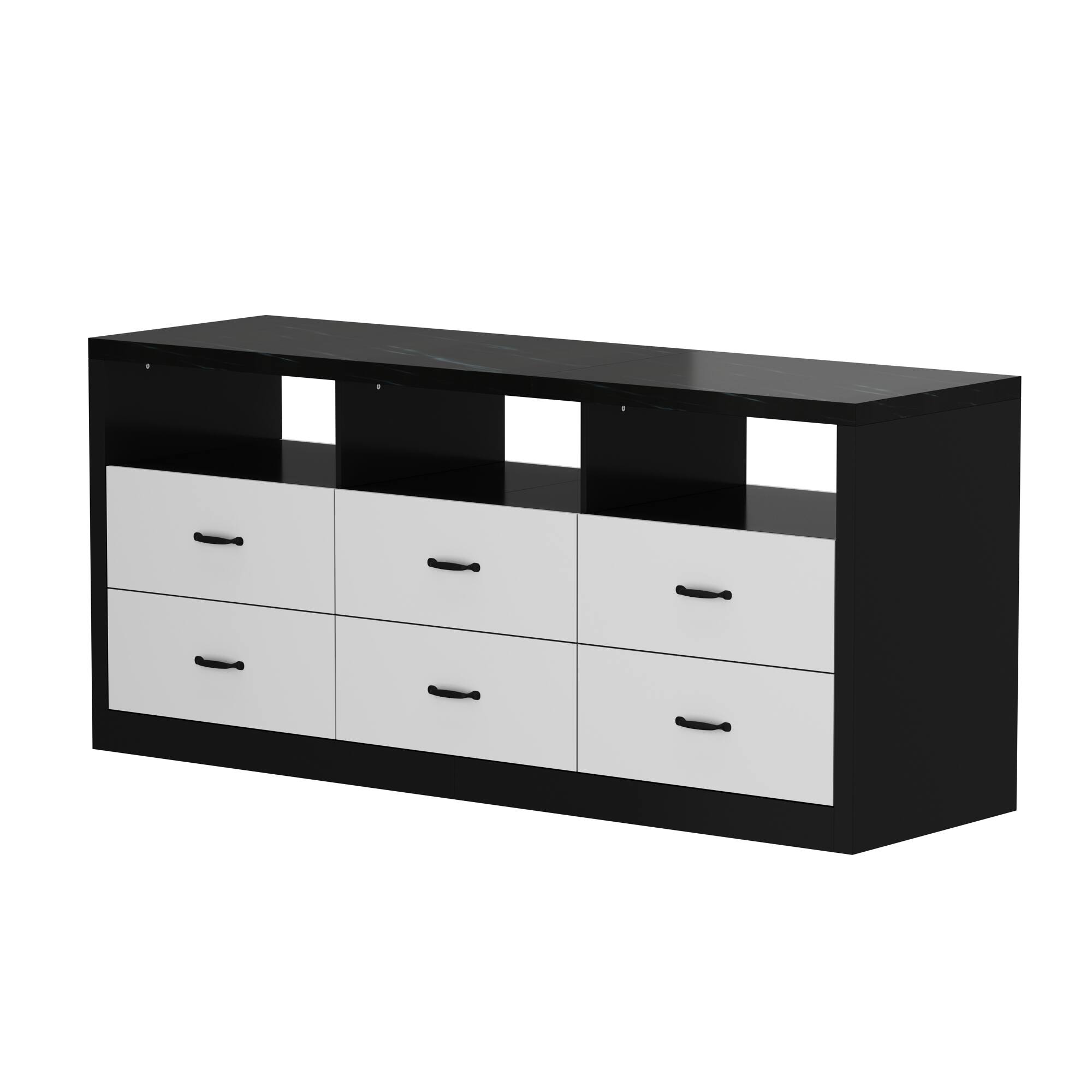 Angle. Famapy - Famapy Industrial - Style Kitchen Island: Blend Function & Rustic Charm - White & Black.
