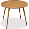 Front. Best Choice Products - Round Mid-Century Modern 35.5in Dining Table, Dinette for Home or Kitchen w/Wood Finish Steel Legs - Pecan.