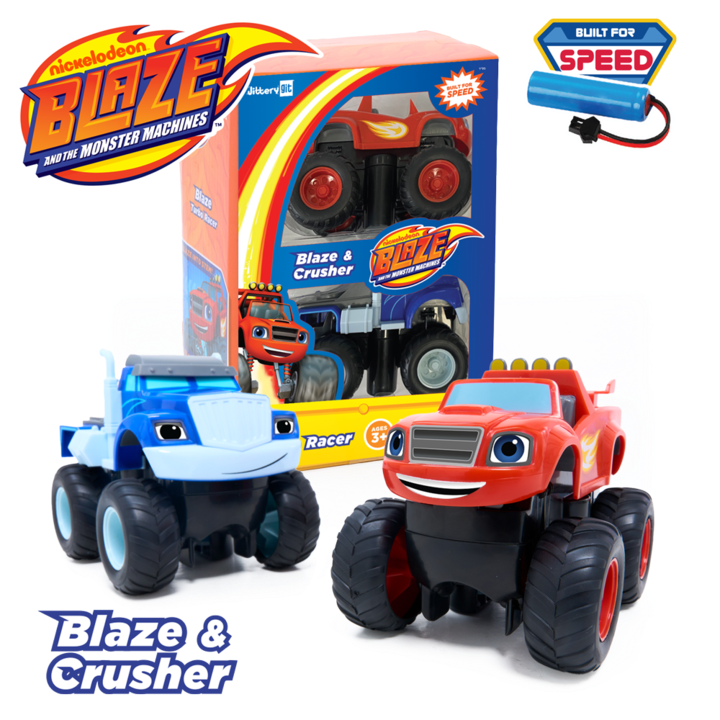 Nickelodeon Blaze and the Monster Machines  
Jittery Git Built Blaze! Speed Machines™ and the Monster Tarbs Blaze Racen Blaze!  
Nickelodeon & Blaze & Crusher Monster Machines  
Built for Speed  
Ages Racer 3+  
Blaze & Crusher