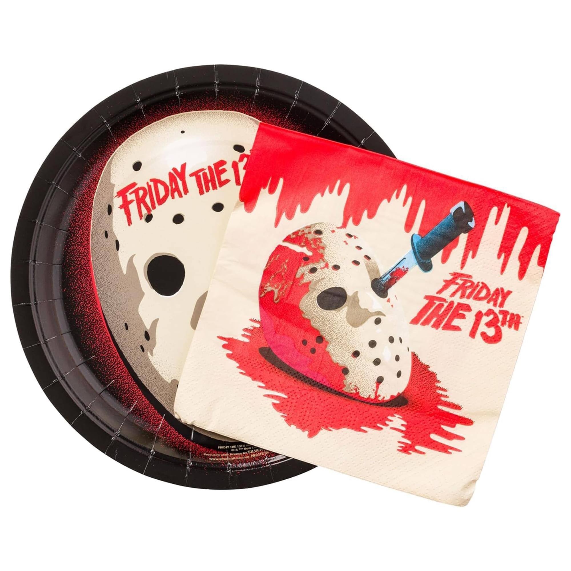 Silver Buffalo - Friday The 13th Jason Voorhees 32-Piece Party Tableware Set | Plates, Napkins - Multi-Colored