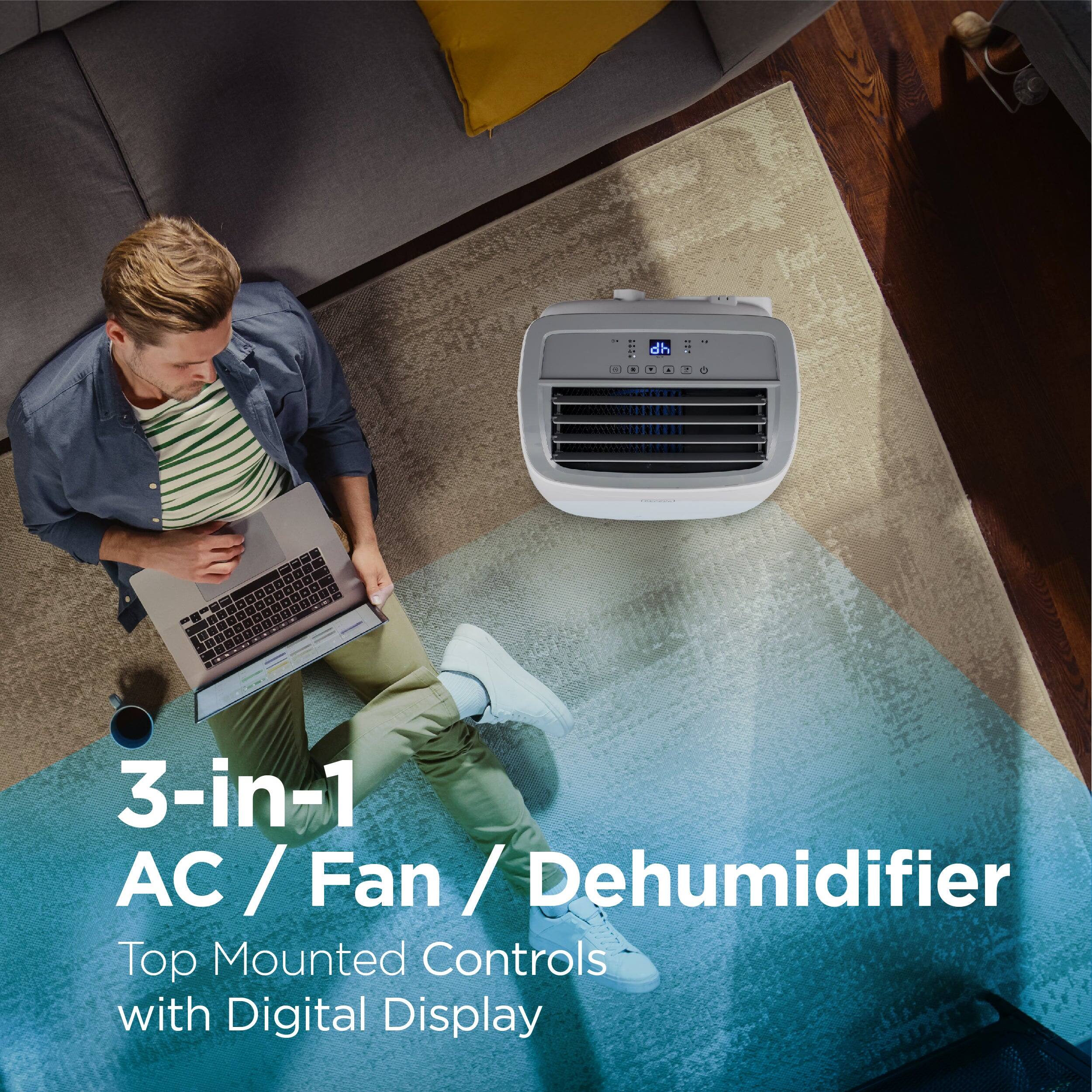 dh dd.EA OERTL COEE . d . . - - . 3-in-1 AC / Fan / Dehumidifier Top Mounted Controls with Digital Display