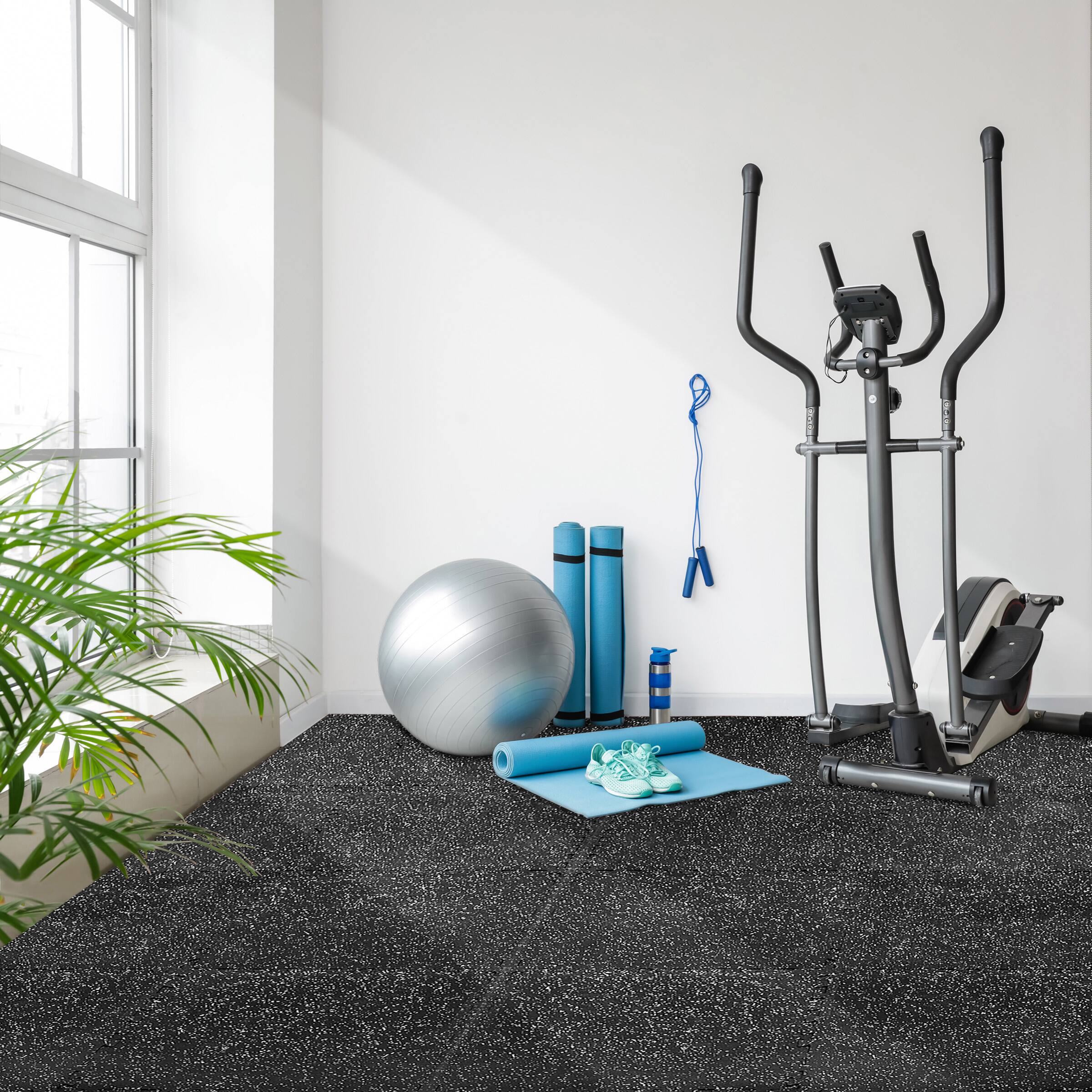 Angle. Sorbus - Sorbus 18 Interlocking Gym Floor Mat - 1/2" Thick Rubber Top High-Density EVA Foam (72 Sq Ft), Heavy Exercise Equipment - Blue.