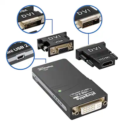 USB 2.0 DVI VGA DVI HDMI DisplayLink - O plugable HD