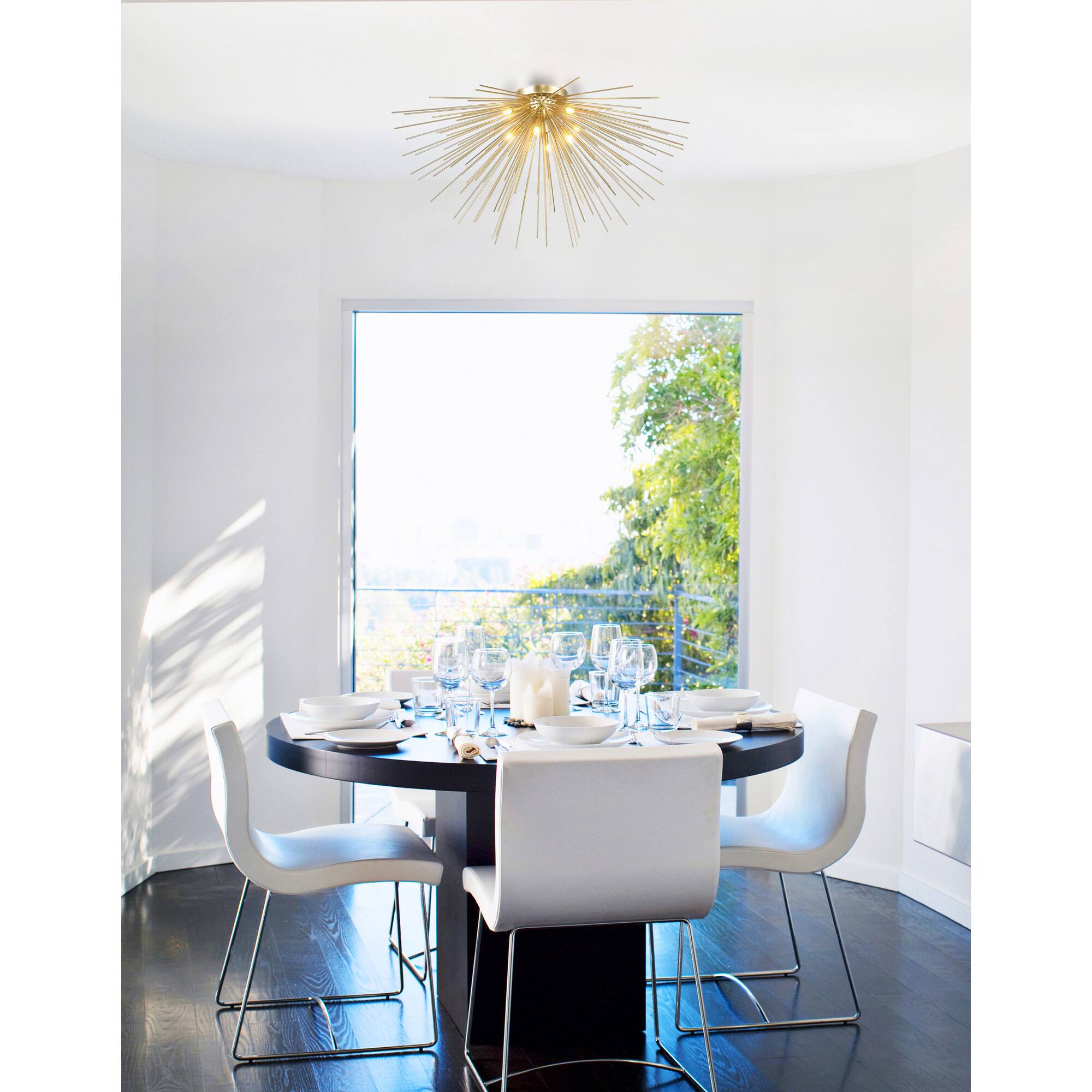 Alt View 2. CWI Lighting - Savannah 8 Light Flush Mount With Gold Leaf Finish - Gold Leaf.