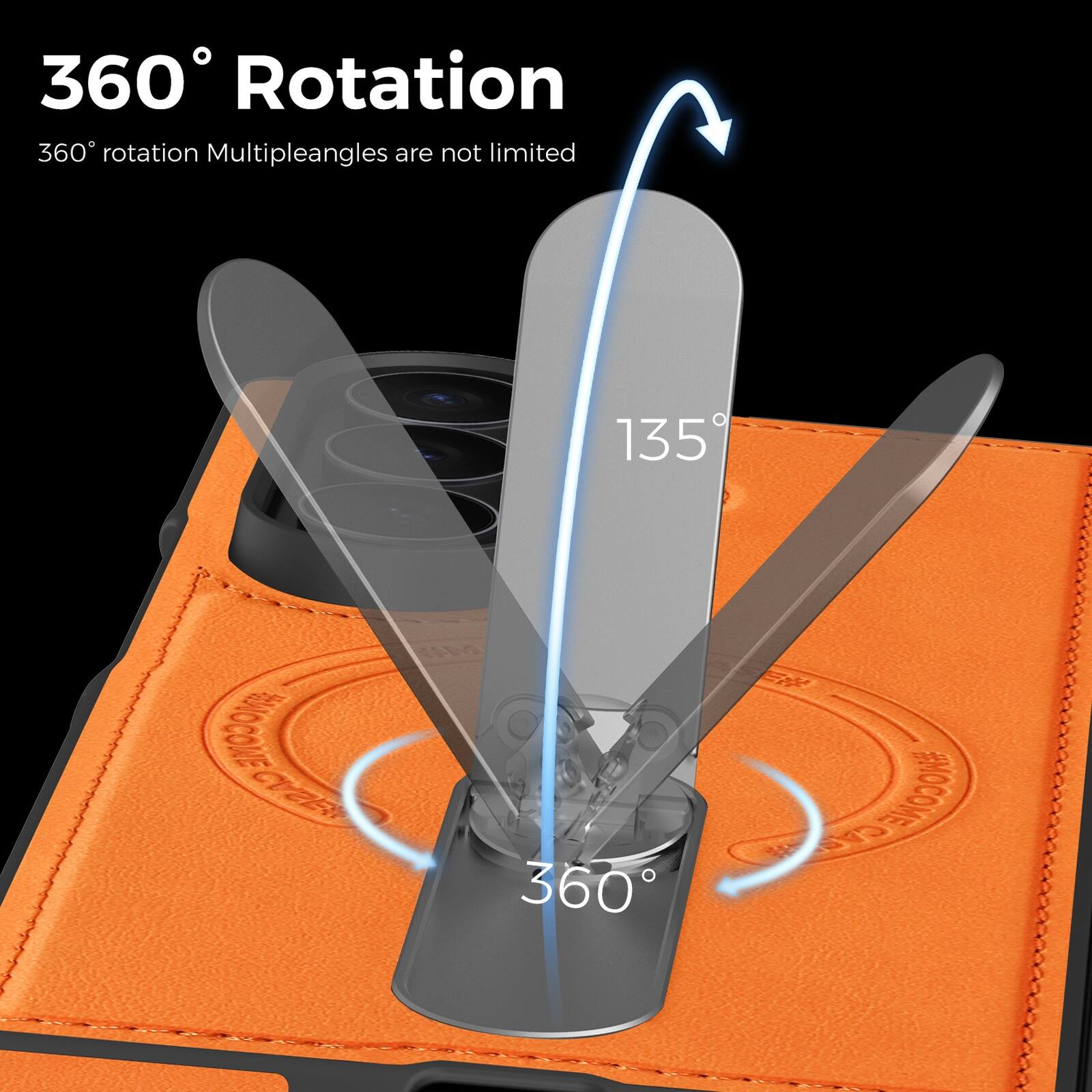 360° Rotation  
360° rotation Multiple angles are not limited  
135°  
360°