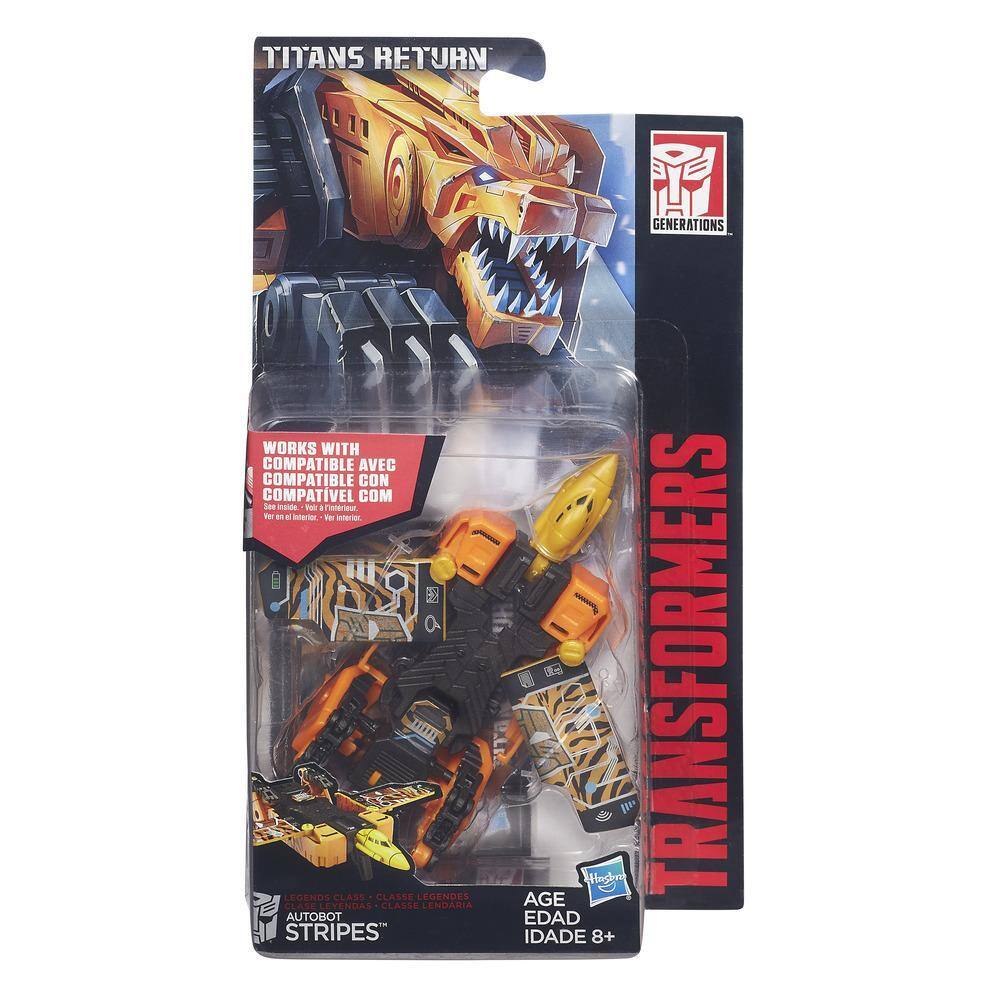 TITANS RETURN GENERATIONS WORKS WITH COMPATIBLE AVEC COMPATIBLE CON COMPATIBLE COM See inside. For 2 interior, For en 8 Interior, Vit Interior, AUTOBOT STRIPES LEGENDS LEYENDAS CL 455 CLASSE CLASSE LEGENDES LENDARIA EDAD AGE IDADE 8+ TRANSFORMERS
